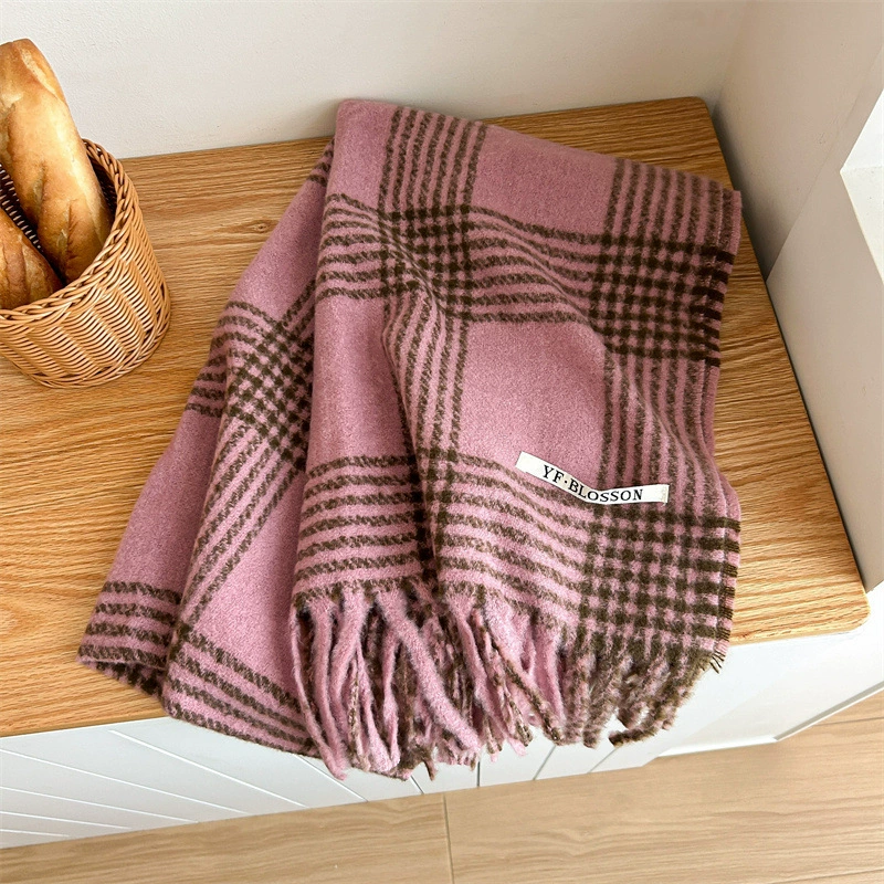 Blue Plaid Winter Scarf view 4