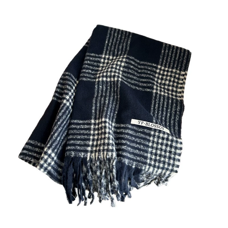 Blue Plaid Winter Scarf view 5