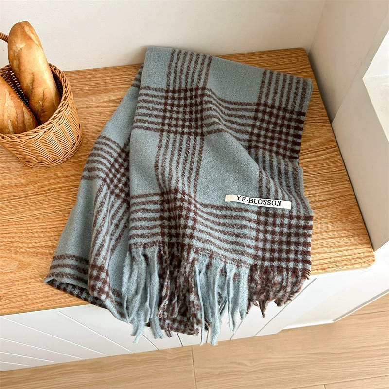 Blue Plaid Winter Scarf view 6