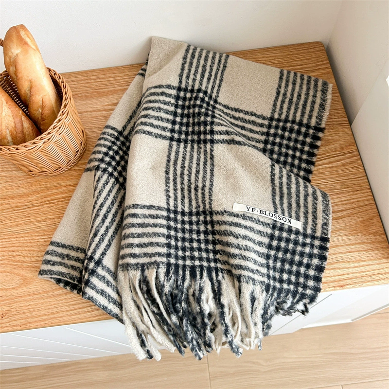 Blue Plaid Winter Scarf view 9