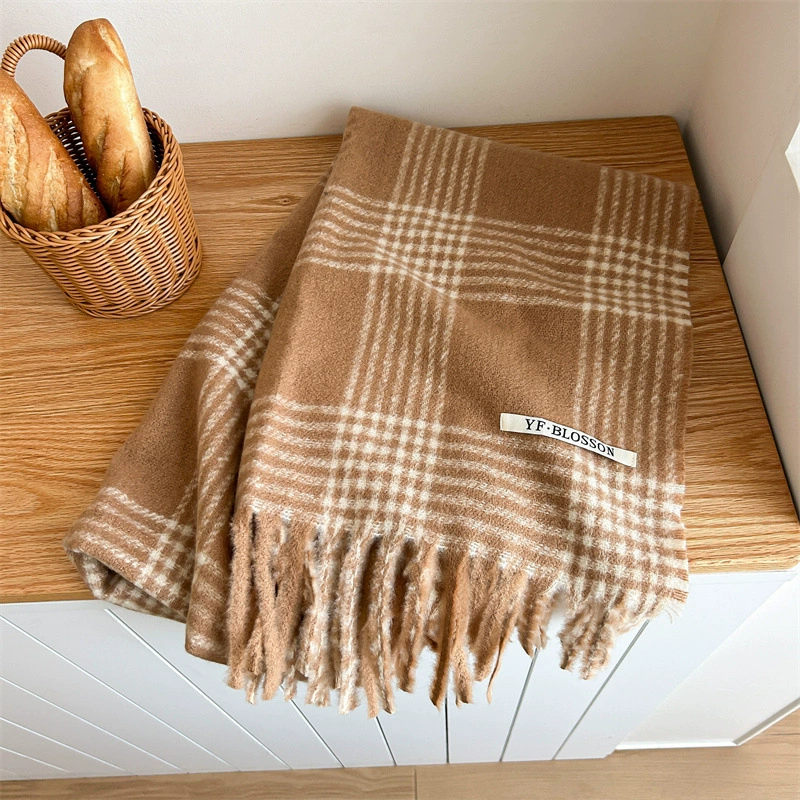 Blue Plaid Winter Scarf view 11