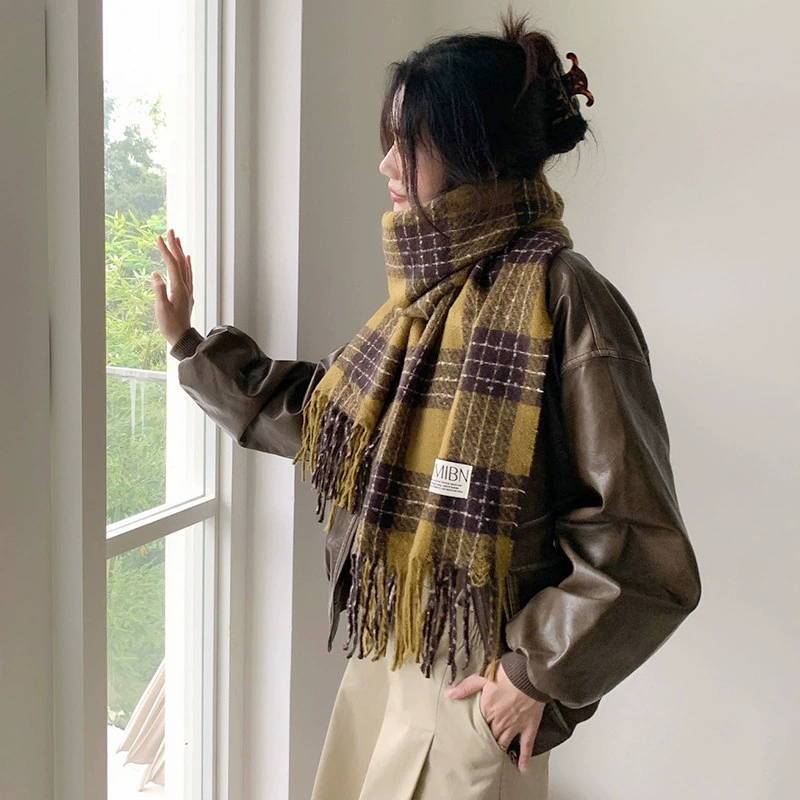 Pink Plaid Winter Scarf view 4