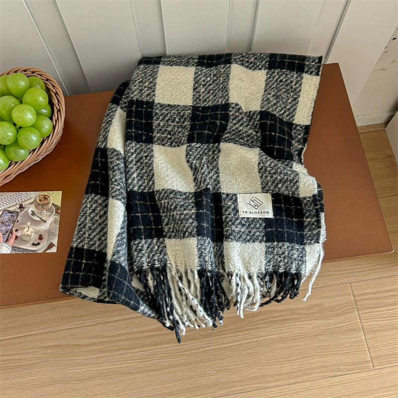 Pink Plaid Winter Scarf view 7