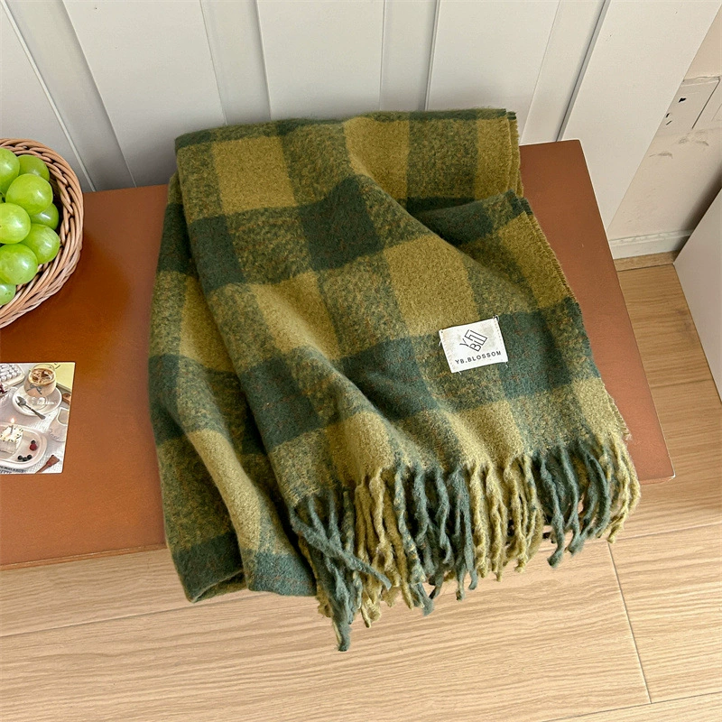 Pink Plaid Winter Scarf view 9
