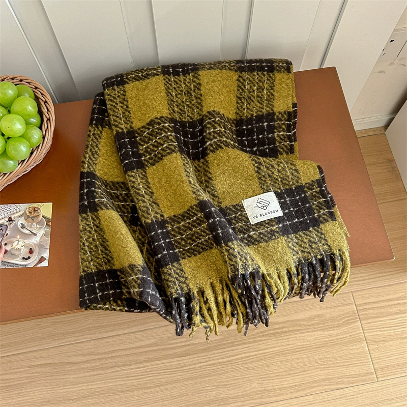 Pink Plaid Winter Scarf view 10