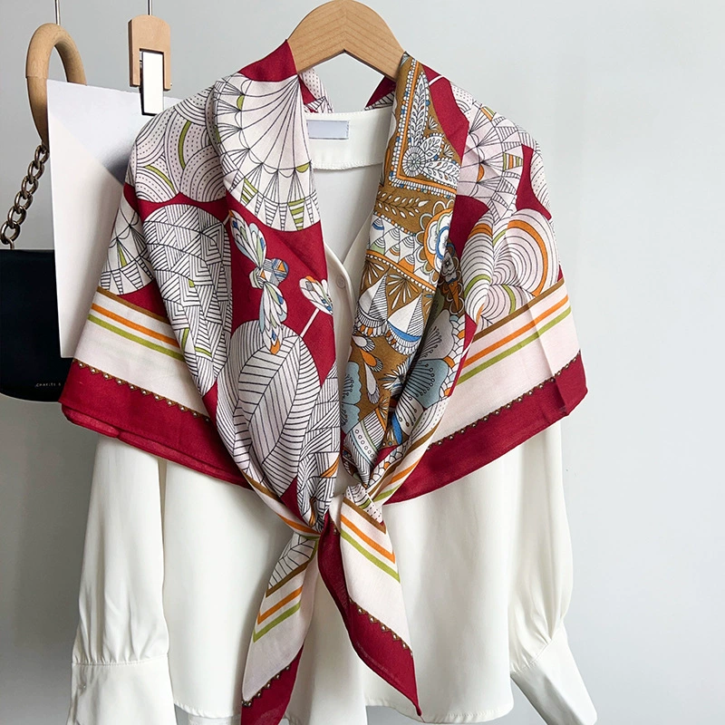 Herringbone Silk-Look Square Scarf