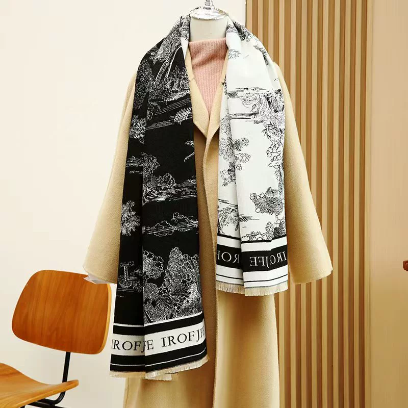 Landscape Jacquard Faux Cashmere Scarf view 6