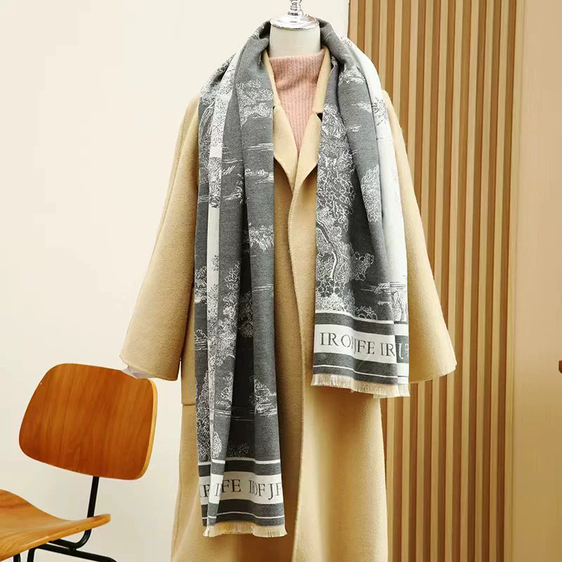Landscape Jacquard Faux Cashmere Scarf view 8