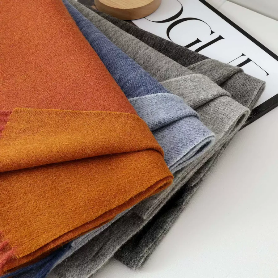 Solid Wool Fringe Scarf
