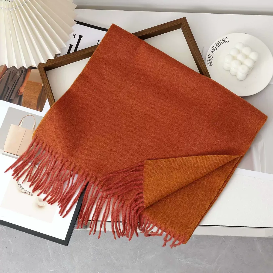Solid Wool Fringe Scarf view 6