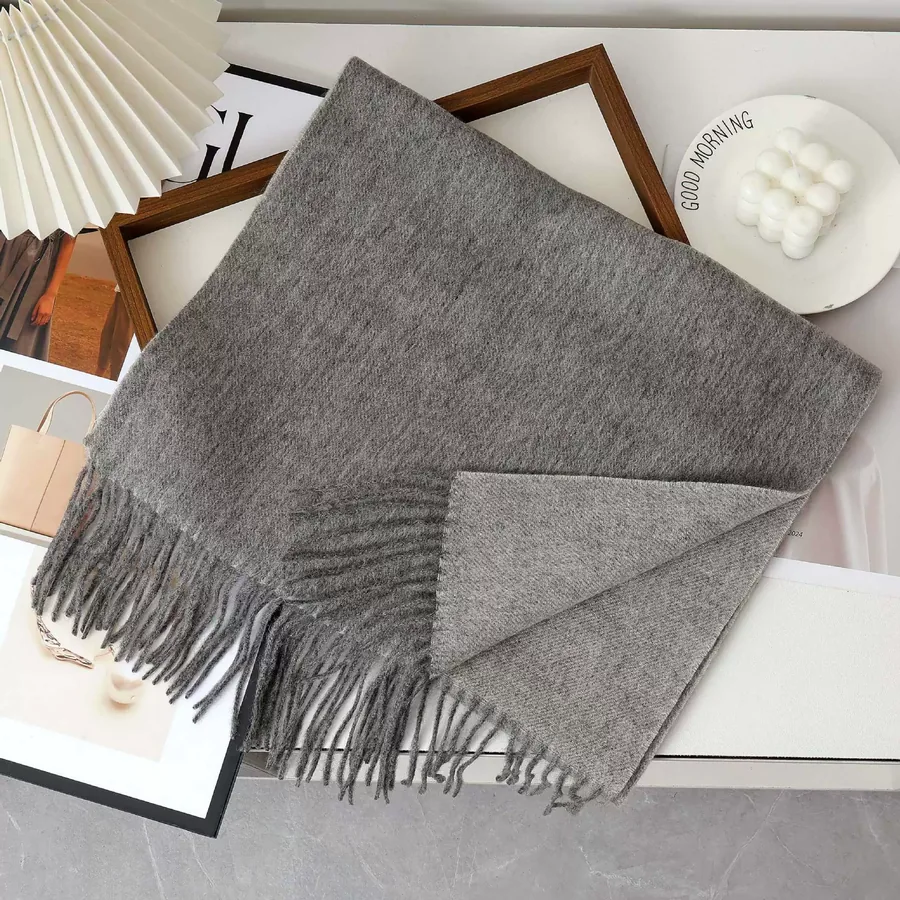 Solid Wool Fringe Scarf view 8