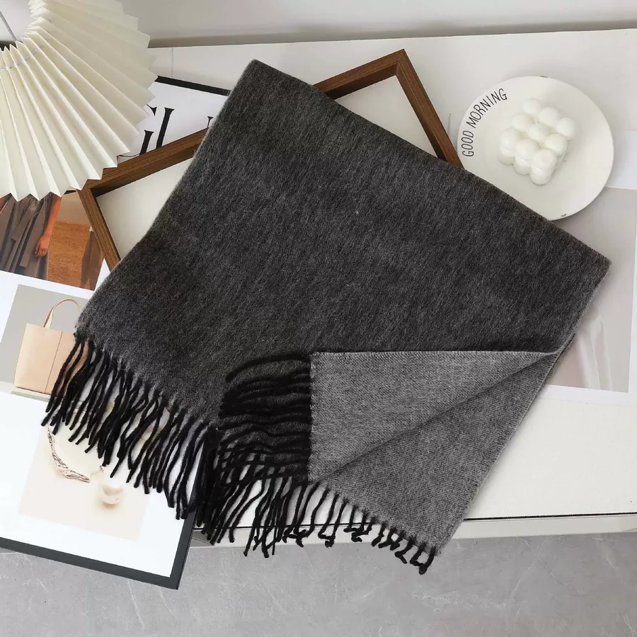 Solid Wool Fringe Scarf view 9