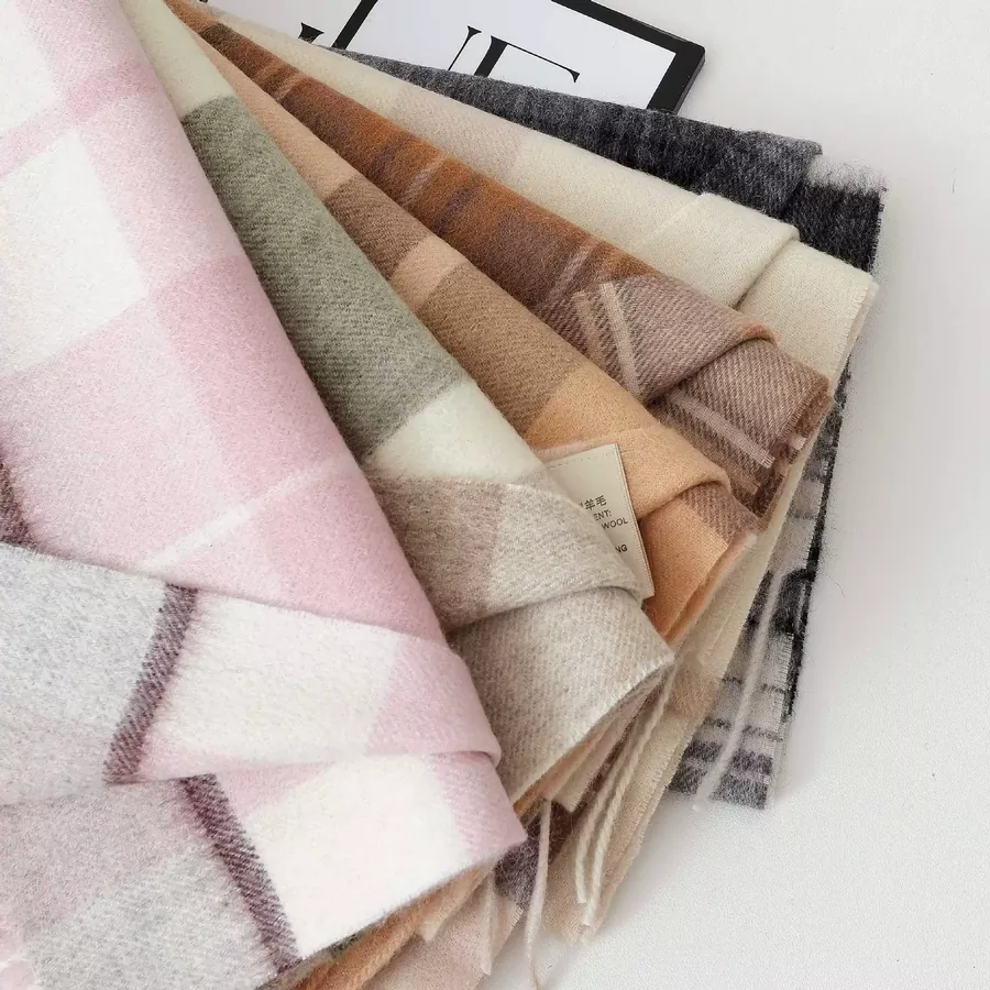 Wool Plaid Fringe Scarf view 2