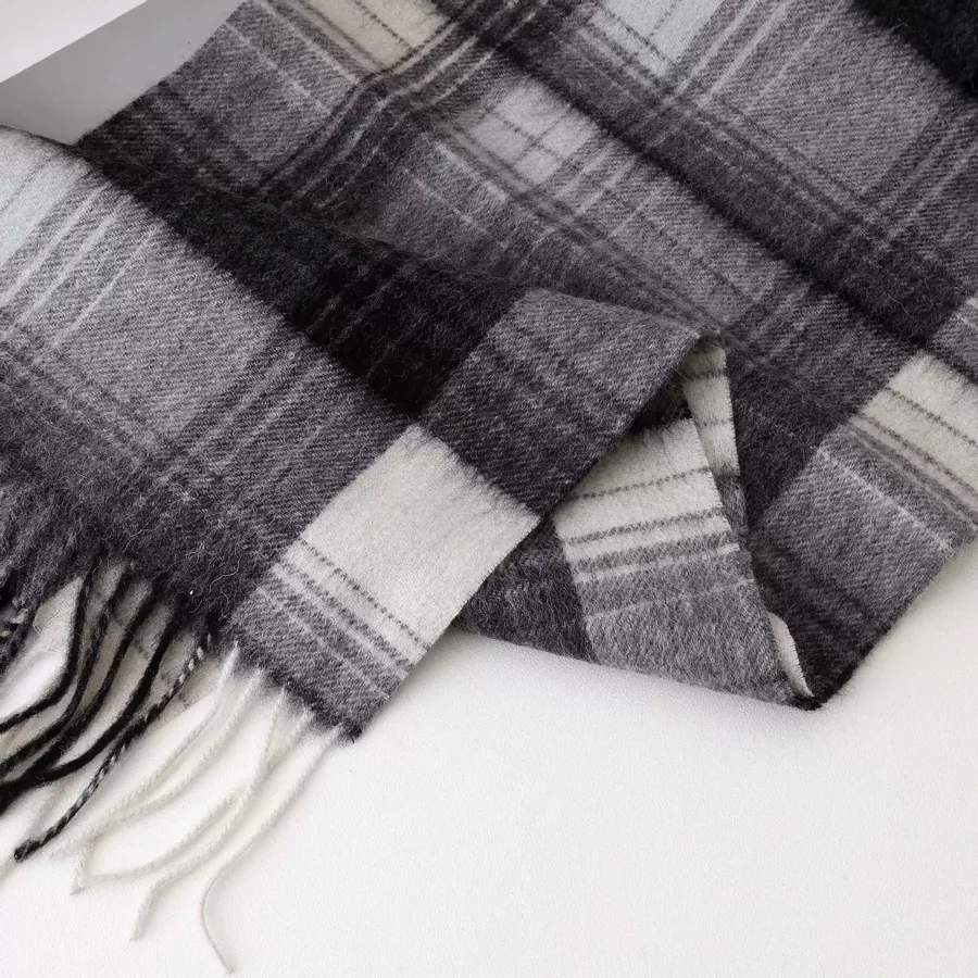 Wool Plaid Fringe Scarf view 4
