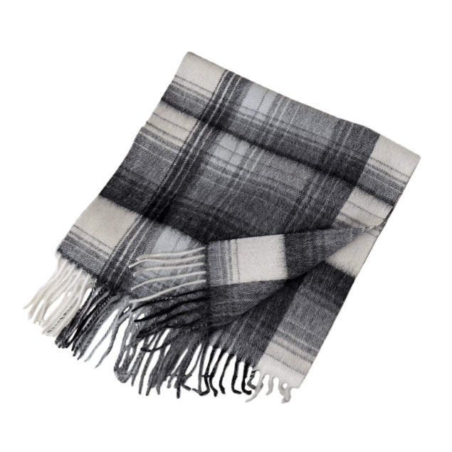 Wool Plaid Fringe Scarf view 5