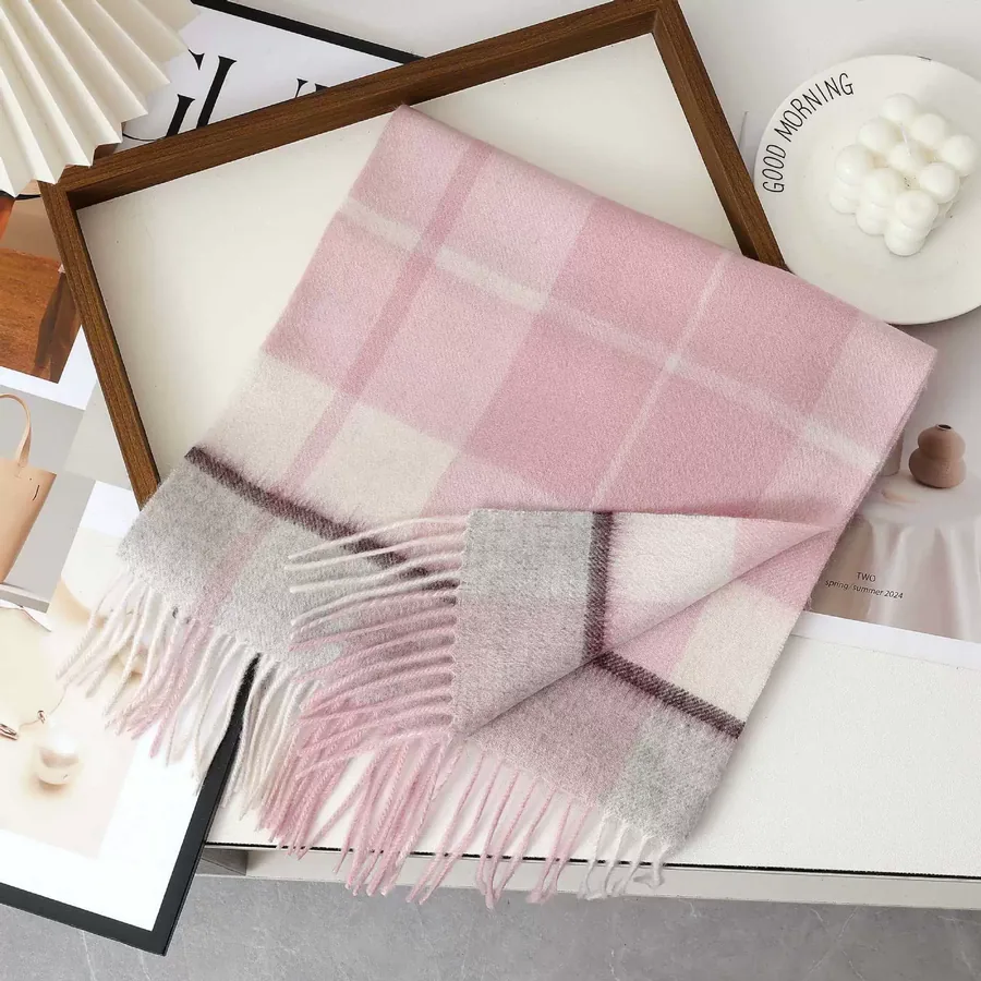 Wool Plaid Fringe Scarf view 6