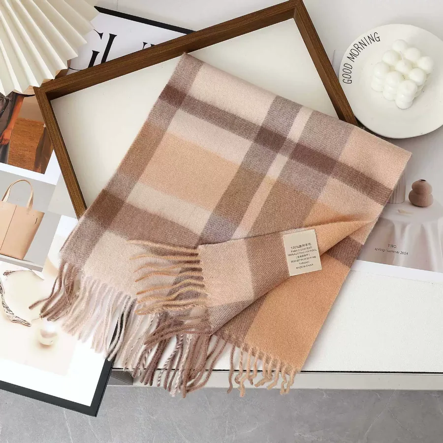 Wool Plaid Fringe Scarf view 8