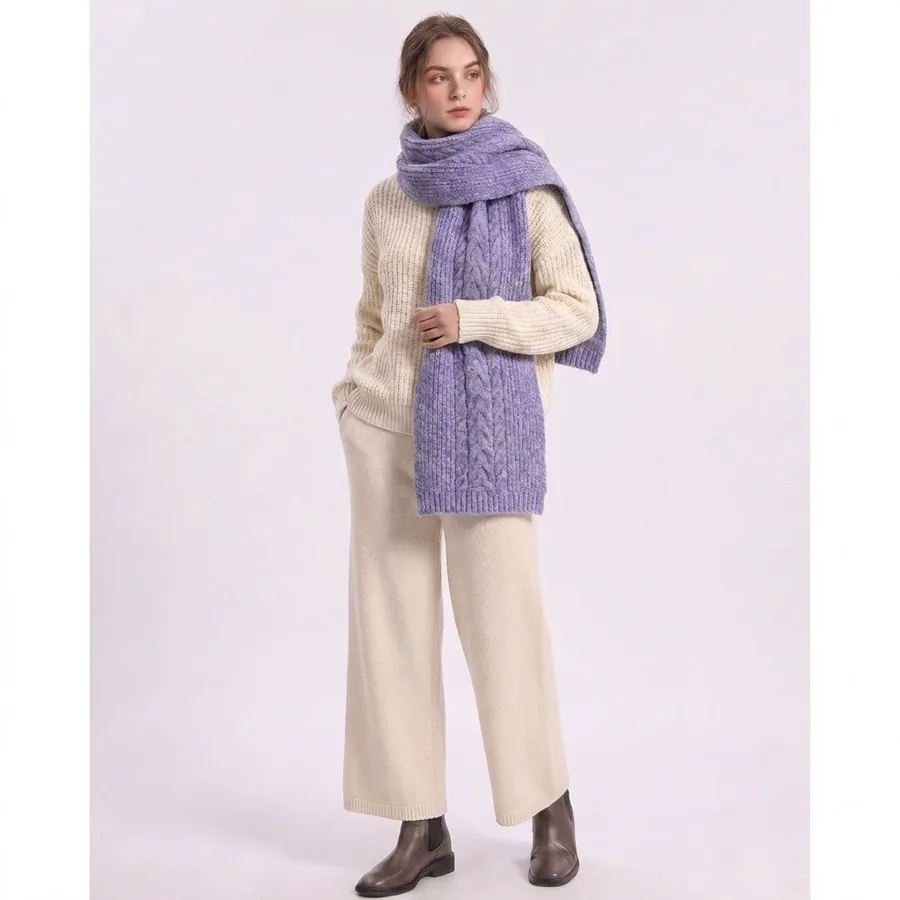 Cable Knit Fringe Scarf view 2