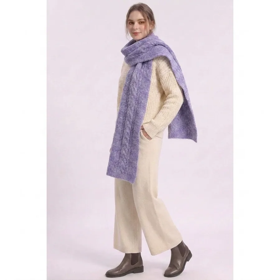 Cable Knit Fringe Scarf view 3