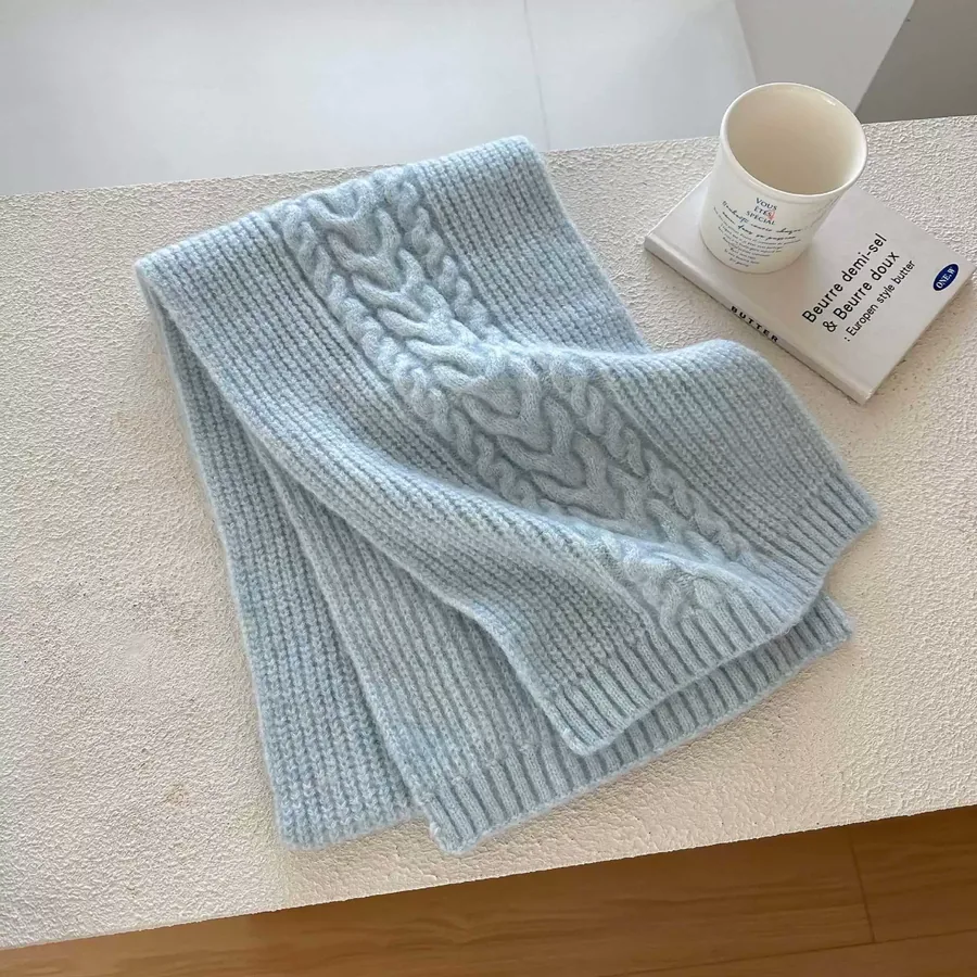 Cable Knit Fringe Scarf view 8