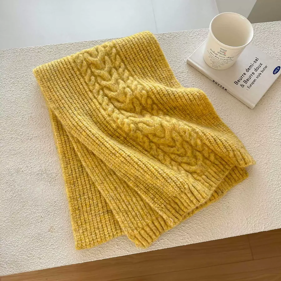 Cable Knit Fringe Scarf view 9