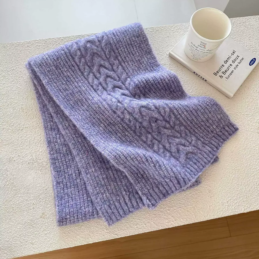 Cable Knit Fringe Scarf view 10