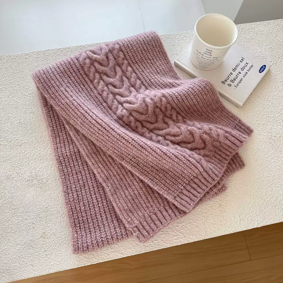 Cable Knit Fringe Scarf view 11