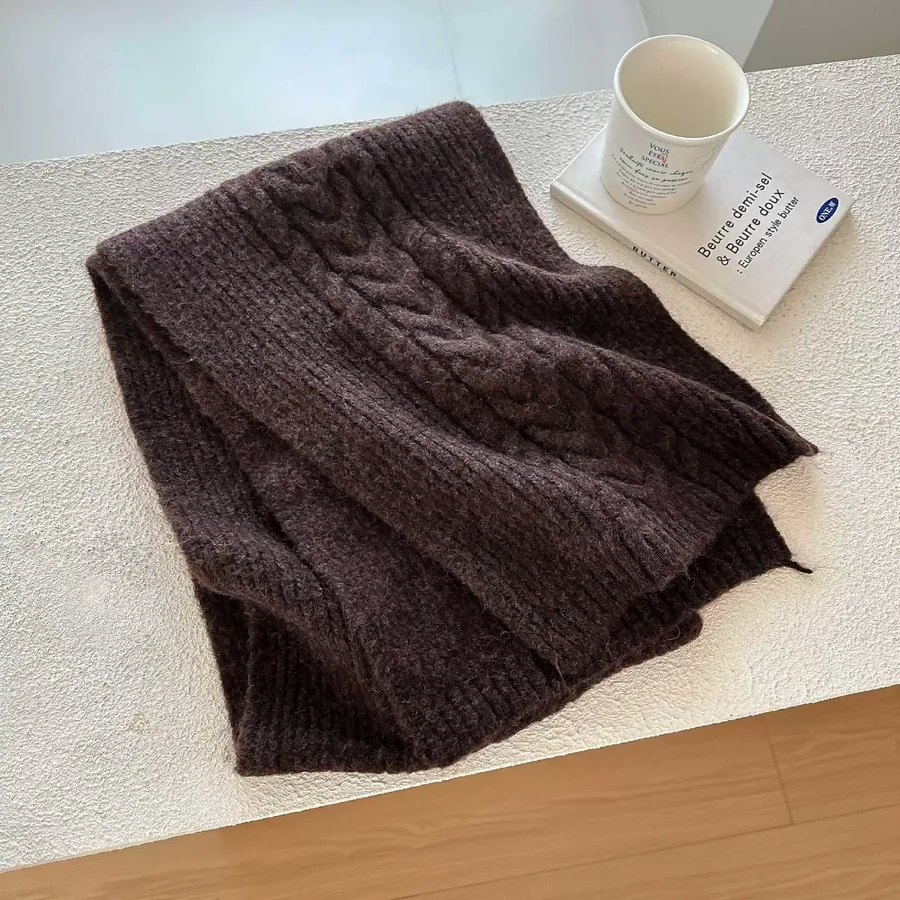 Cable Knit Fringe Scarf view 12
