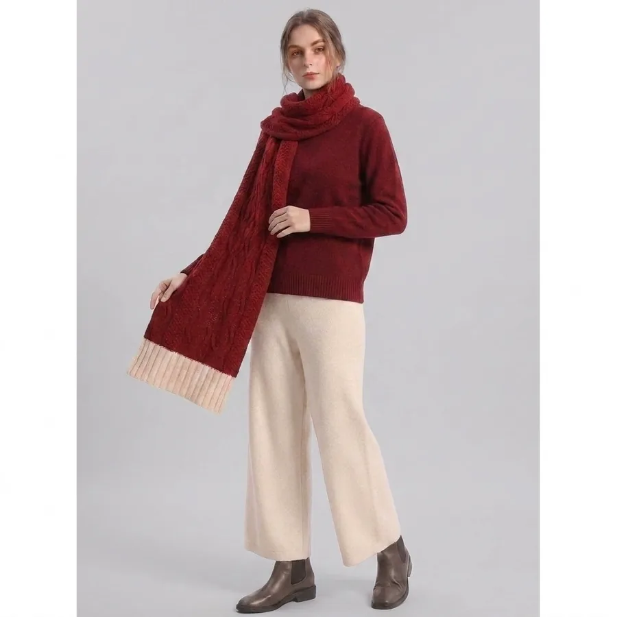 Cable Knit Colorblock Scarf