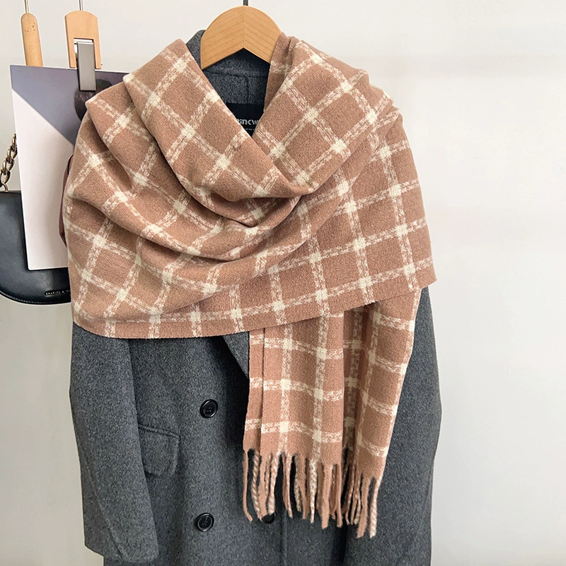 Wool Blend Plaid Fringe Scarf view 2