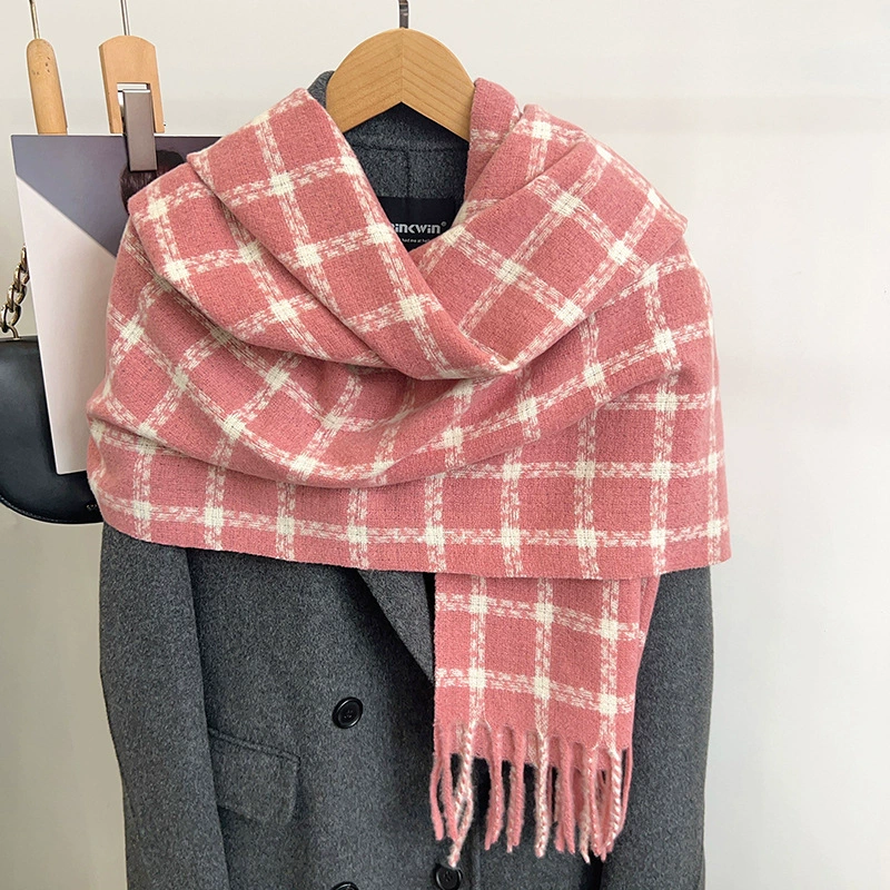 Wool Blend Plaid Fringe Scarf view 3