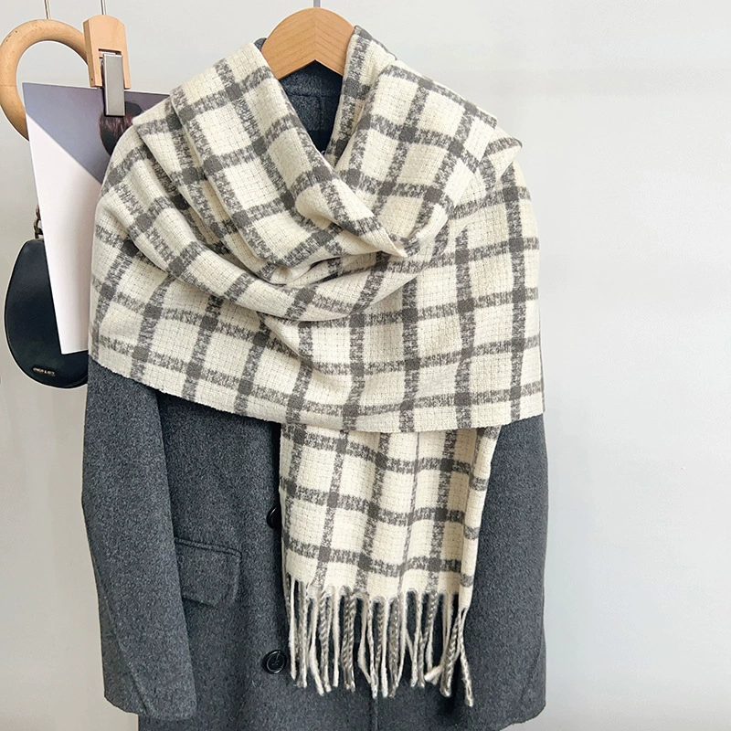Wool Blend Plaid Fringe Scarf view 4