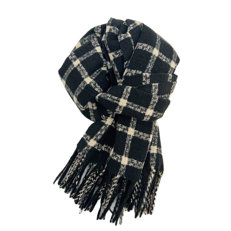 Wool Blend Plaid Fringe Scarf view 5