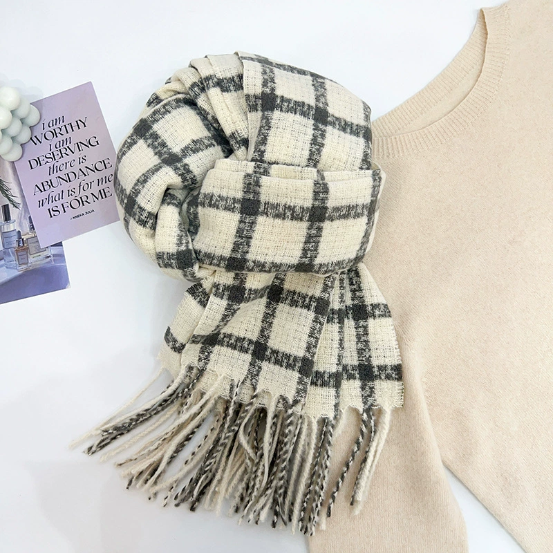 Wool Blend Plaid Fringe Scarf view 7