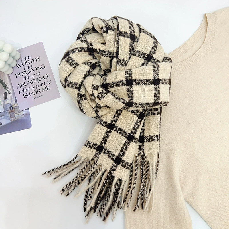 Wool Blend Plaid Fringe Scarf view 8