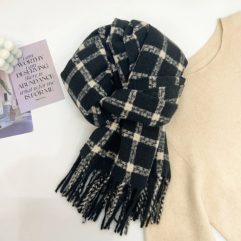 Wool Blend Plaid Fringe Scarf view 10