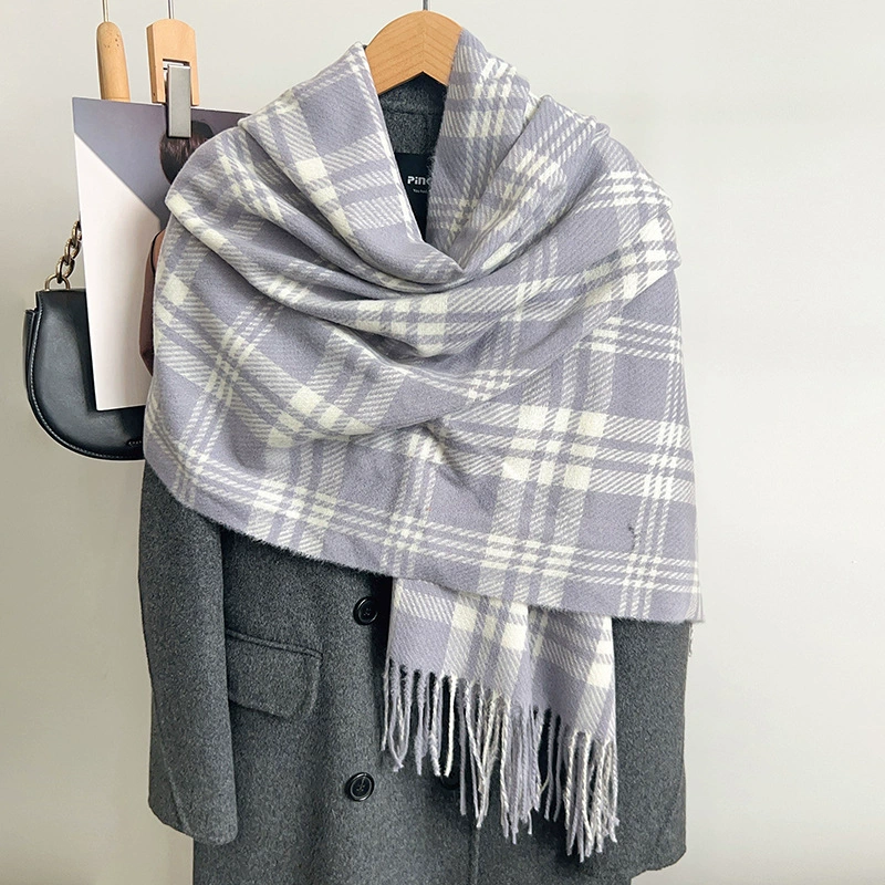 Faux Cashmere Plaid Fringe Scarf view 2