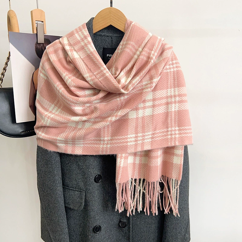 Faux Cashmere Plaid Fringe Scarf view 3