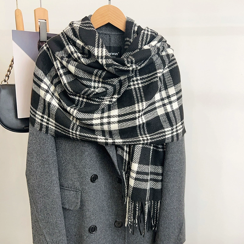 Faux Cashmere Plaid Fringe Scarf view 4