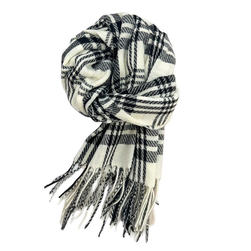 Faux Cashmere Plaid Fringe Scarf view 5