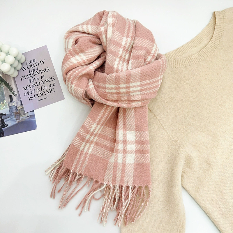 Faux Cashmere Plaid Fringe Scarf view 8