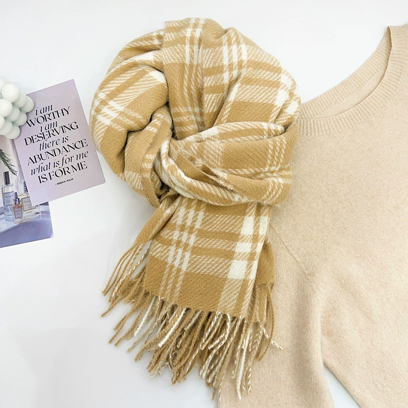 Faux Cashmere Plaid Fringe Scarf view 10