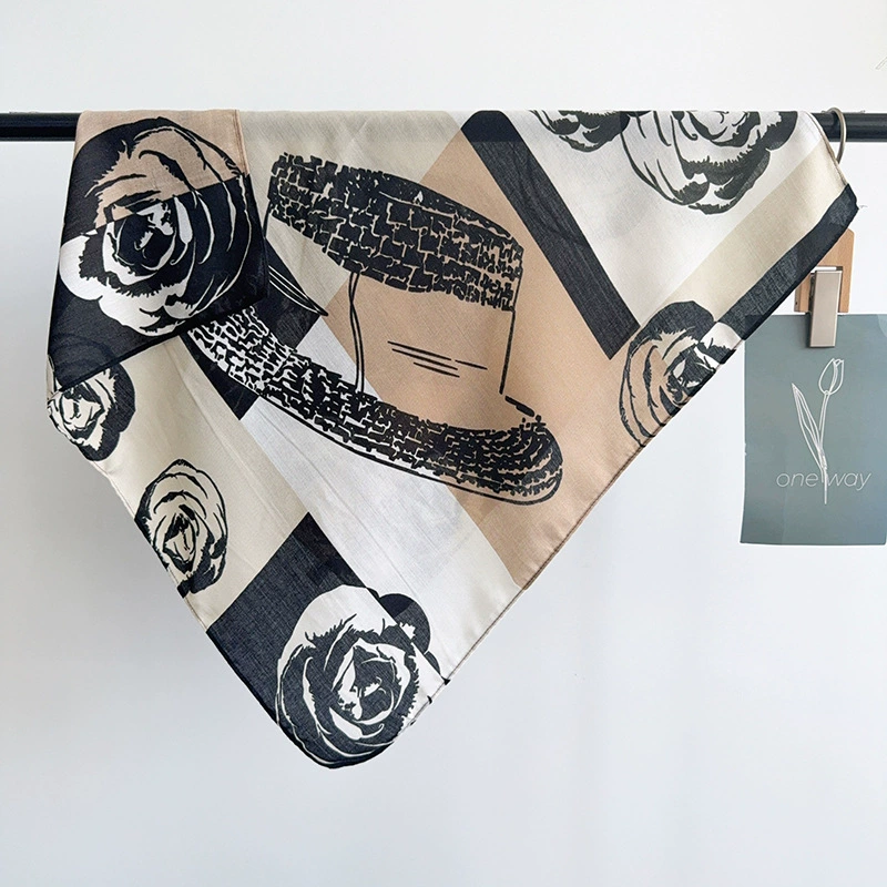 Rose Pattern Small Square Scarf