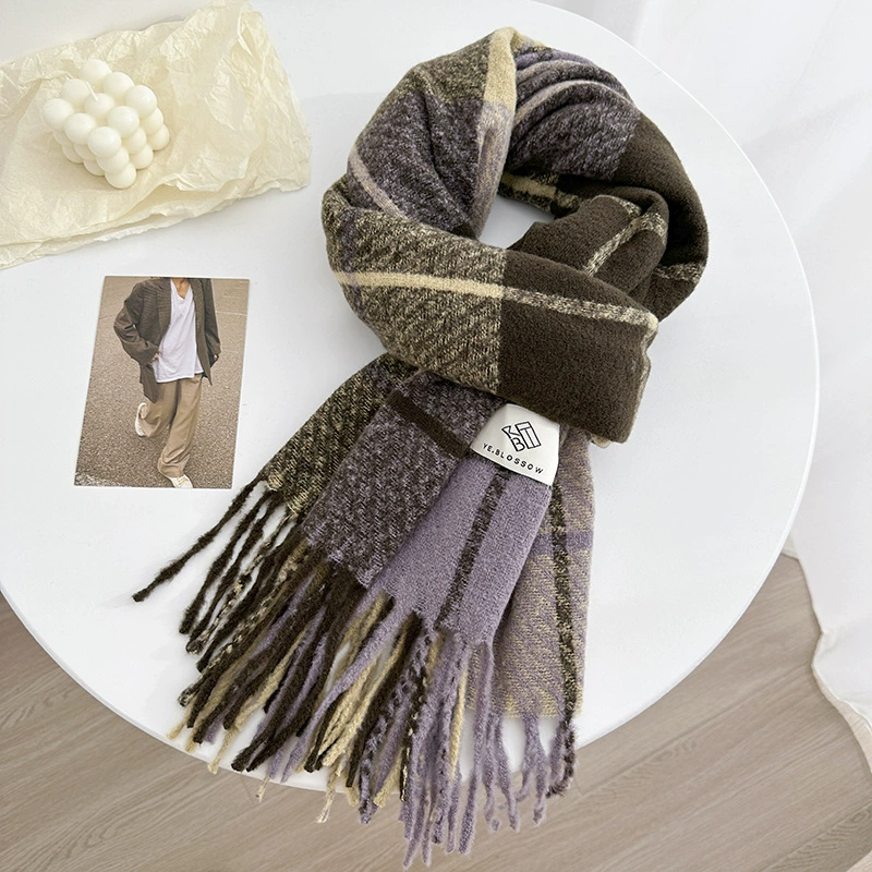 Purple Plaid Winter Scarf view 2