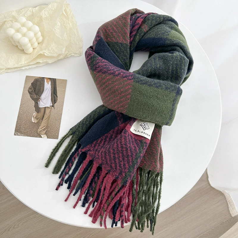 Purple Plaid Winter Scarf view 7