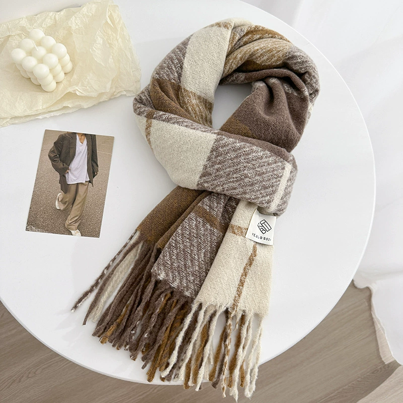 Purple Plaid Winter Scarf view 9