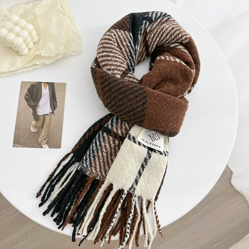 Purple Plaid Winter Scarf view 10