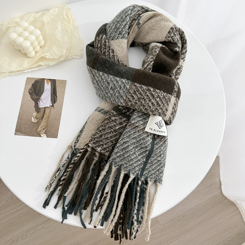 Purple Plaid Winter Scarf view 11