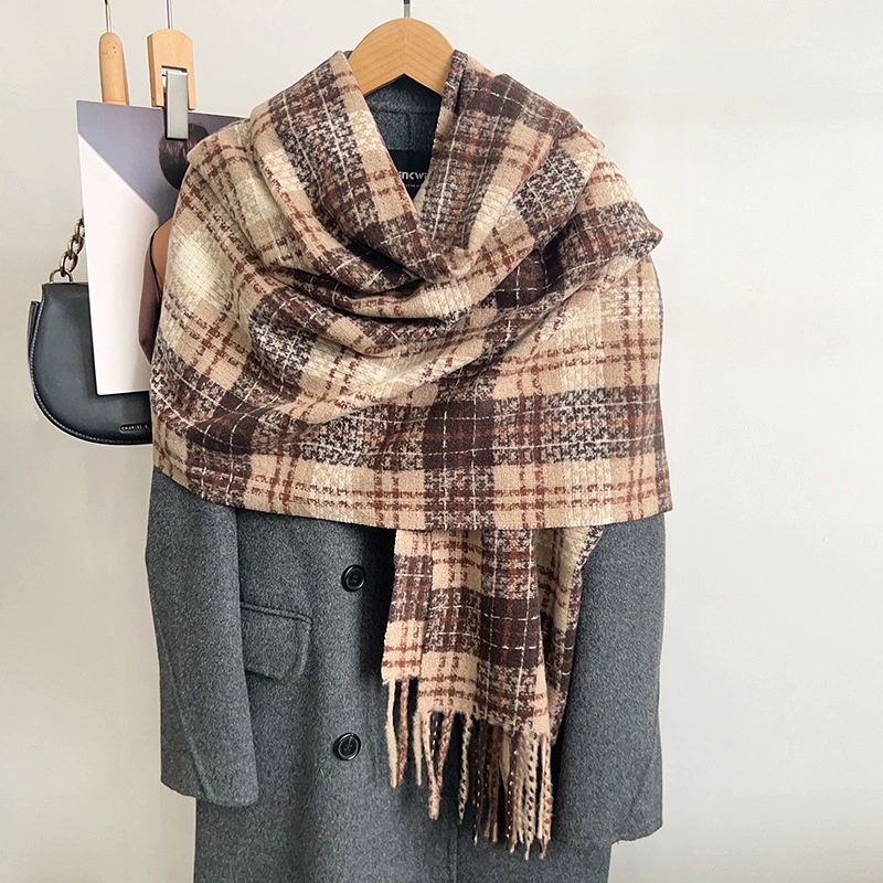 Korean Style Plaid Fringe Scarf view 2