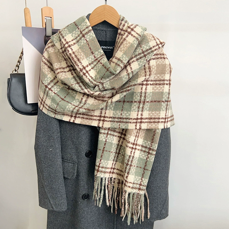 Korean Style Plaid Fringe Scarf view 3